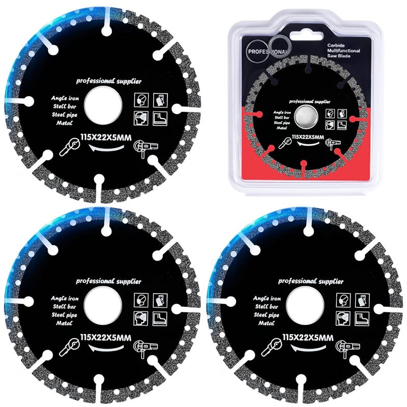 UBGN 3 Pcs Diamond Cut Off Wheels 4.5 Inch, Metal Cutting disc with 7/8" Arbor, Angle Grinder Cutting Disc for Rebar, Steel, Iron and INOX - Image 1